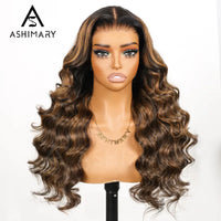 Balayage Highlights Dark Roots Layer Cut Body Wave 360 Skin Lace Frontal with Invisi Strap Human Hair Wig