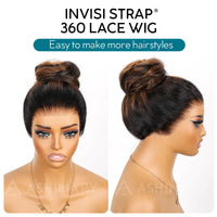 Balayage Highlights Dark Roots Layer Cut Body Wave 360 Skin Lace Frontal with Invisi Strap Human Hair Wig