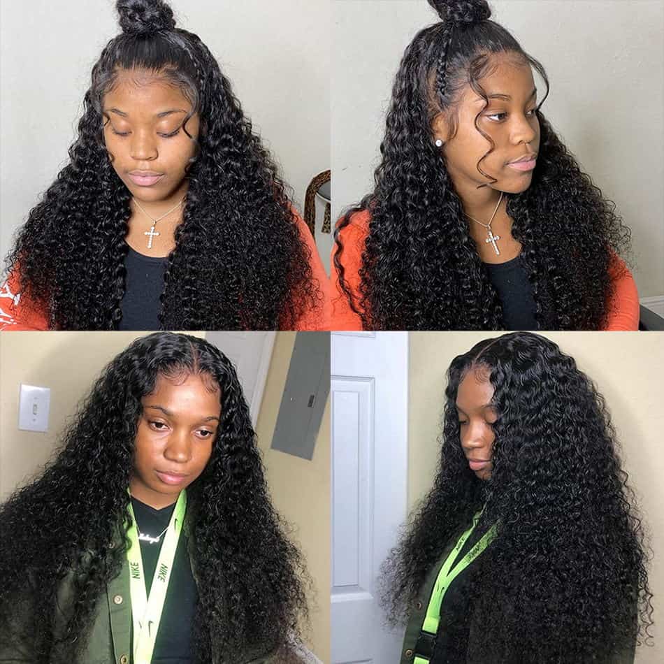4x4 Lace Closure Wig Kinky Curly Brazilian Virgin Human Hair Wigs