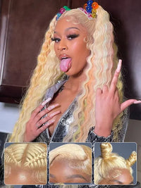 613 Blonde Hair 13x6 HD Lace Front Wig Deep Wave Pre Plucked Bye Bye Knots Wig