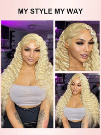 613 Blonde Hair 13x6 HD Lace Front Wig Deep Wave Pre Plucked Bye Bye Knots Wig