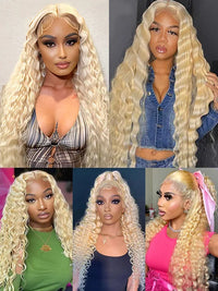 613 Blonde Hair 13x6 HD Lace Front Wig Deep Wave Pre Plucked Bye Bye Knots Wig
