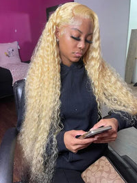 613 Blonde Hair 13x6 HD Lace Front Wig Deep Wave Pre Plucked Bye Bye Knots Wig