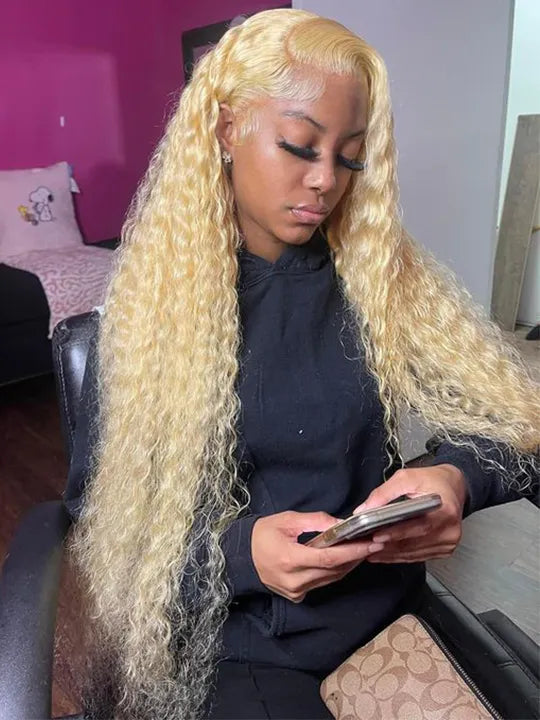 613 Blonde Hair 13x6 HD Lace Front Wig Deep Wave Pre Plucked Bye Bye Knots Wig