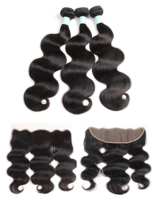 13*4 HD Lace Frontal With Bundles Body Wave 12A Brazilian Virgin Human Hair Weave