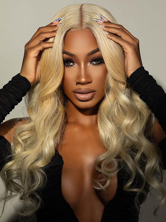 613 Honey Blonde Hair 13x4 HD Lace Front Human Hair Wigs 3D Body Wave