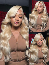 613 Honey Blonde Hair 13x4 HD Lace Front Human Hair Wigs 3D Body Wave