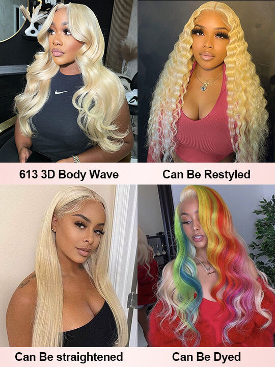 613 Blonde 13x6 Lace Frontal Wig Glueless Bone Straight / 3D Body Wave / Deep Wave Pull Go Drawstring Wig