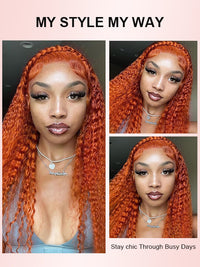 Ginger Color Deep Wave 13x6 Lace Frontal Wig Pre Plucked Colored Human Hair Wigs