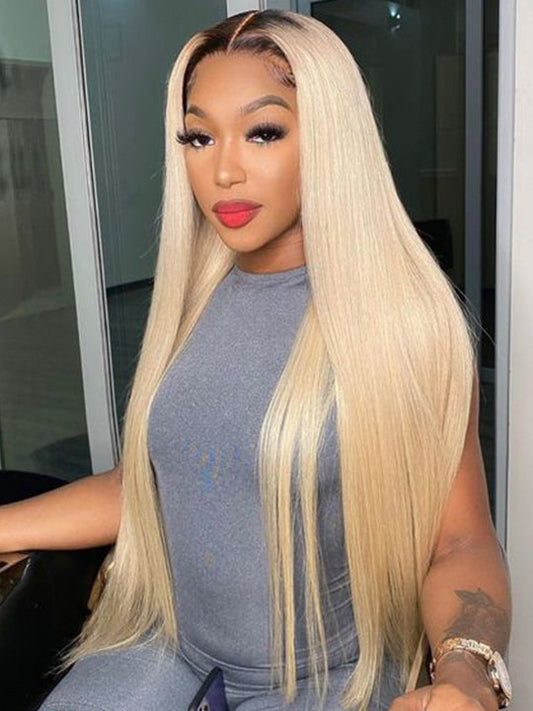 1b/613 Ombre Blonde Wig 13x4 Lace Front Human Hair Wigs Brazilian Straight Hair