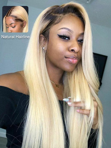 1b/613 Ombre Blonde Wig 13x4 Lace Front Human Hair Wigs Brazilian Straight Hair