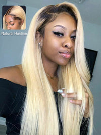 1b/613 Ombre Blonde Wig 13x4 Lace Front Human Hair Wigs Brazilian Straight Hair