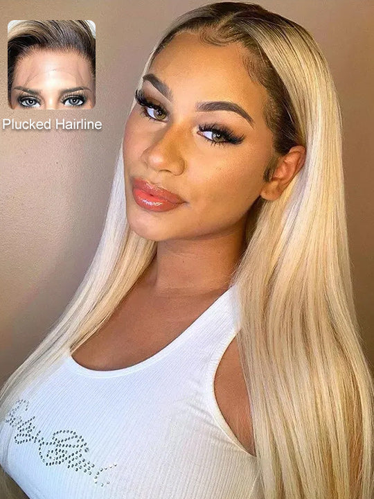 1b/613 Ombre Blonde Wig 13x4 Lace Front Human Hair Wigs Brazilian Straight Hair