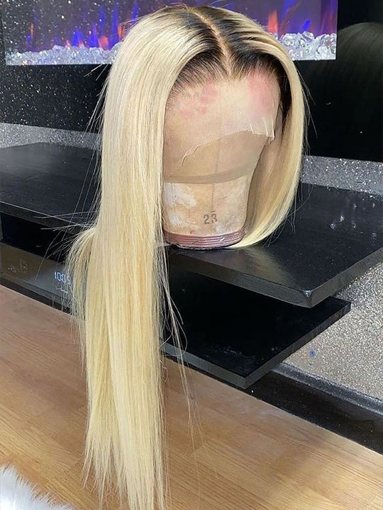 1b/613 Ombre Blonde Wig 13x4 Lace Front Human Hair Wigs Brazilian Straight Hair