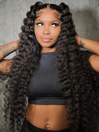 13x6 Lace Frontal Wig Deep Wave 36 38 40 Inch Ear to Ear Full Lace Frontal Long Human Hair Wigs
