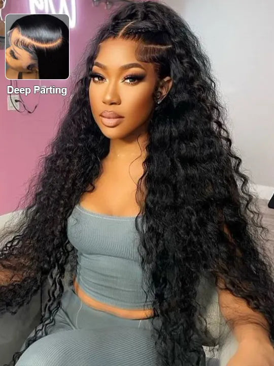 13x6 Lace Frontal Wig Deep Wave 36 38 40 Inch Ear to Ear Full Lace Frontal Long Human Hair Wigs