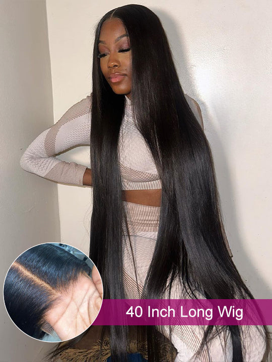 40 Inch 13x6 Full Lace Frontal Wig Long Straight Human Hair Wigs