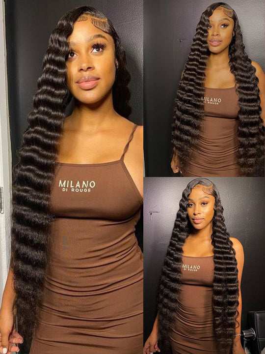 38 40 Inches Long Wig Loose Deep Wave Virgin Human Hair 13x4 Lace Frontal Wigs