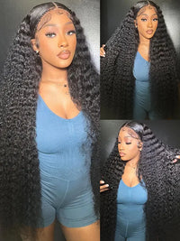 40 Inches Long Wig Deep Wave Virgin Human Hair 13x4 Real HD Lace Frontal Wigs