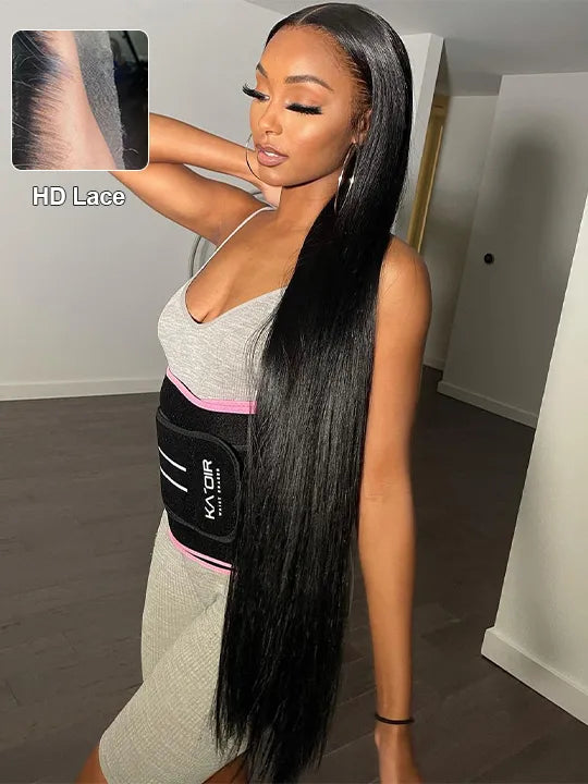 40 Inch 13x4 HD Lace Wig Bone Straight Long Human Hair Wigs Pull&Go Glueless Wig