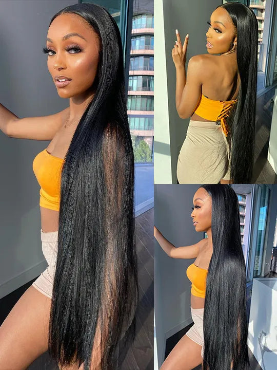 40 Inch 13x4 HD Lace Wig Bone Straight Long Human Hair Wigs Pull&Go Glueless Wig