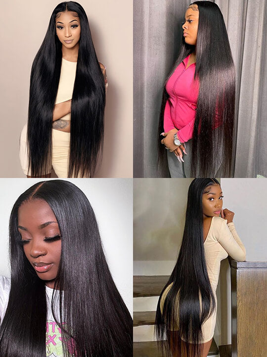 40 Inch 13x4 HD Lace Wig Bone Straight Long Human Hair Wigs Pull&Go Glueless Wig