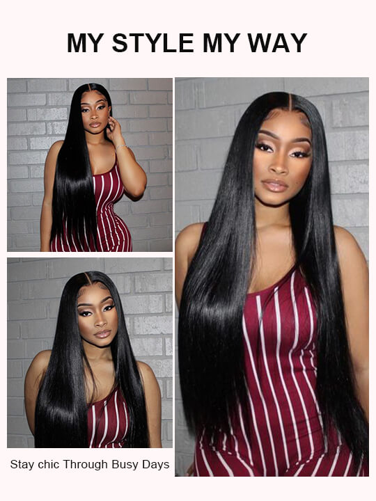 40 Inch 13x6 Full Lace Frontal Wig Long Straight Human Hair Wigs
