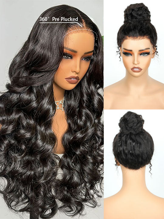 Kisslove Hair Body Wave Invisi-Drawstring 360 Lace Wig Pre Everything Glueless Lace Frontal Wigs