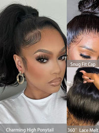 Kisslove Beginner Friendly Snug Fit 360 Lace Frontal Wig Bone Straight Hair Wigs With Invisi-Drawstring
