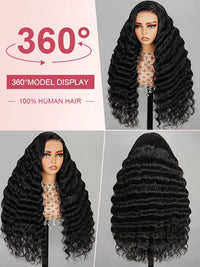Kisslove Hair Bleached Knots 360 Lace Wigs Pre Plucked Loose Deep Wave Invisi-Drawstring Wigs