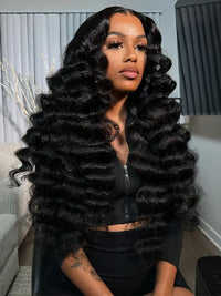 Kisslove Hair Bleached Knots 360 Lace Wigs Pre Plucked Loose Deep Wave Invisi-Drawstring Wigs