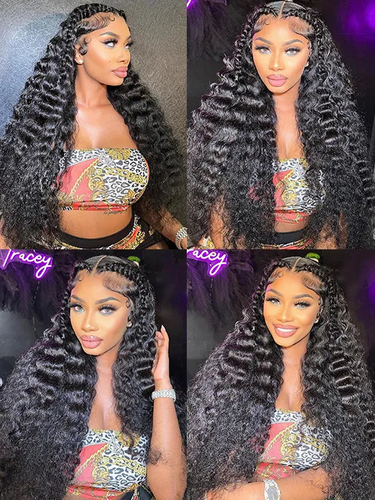 Kisslove Hair Bleached Knots 360 Lace Wigs Pre Plucked Loose Deep Wave Invisi-Drawstring Wigs