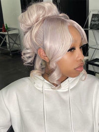 Kisslove 360 Lace Frontal Wig #60 Platinum Ash Blonde White Color Wig With Snug Fit Invisi Drawstring Cap