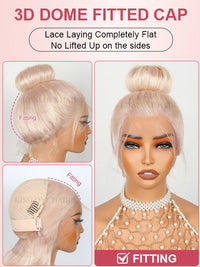 Kisslove 360 Lace Frontal Wig #60 Platinum Ash Blonde White Color Wig With Snug Fit Invisi Drawstring Cap