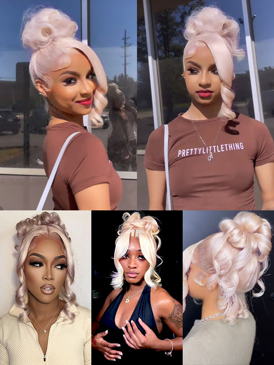 Kisslove 360 Lace Frontal Wig #60 Platinum Ash Blonde White Color Wig With Snug Fit Invisi Drawstring Cap