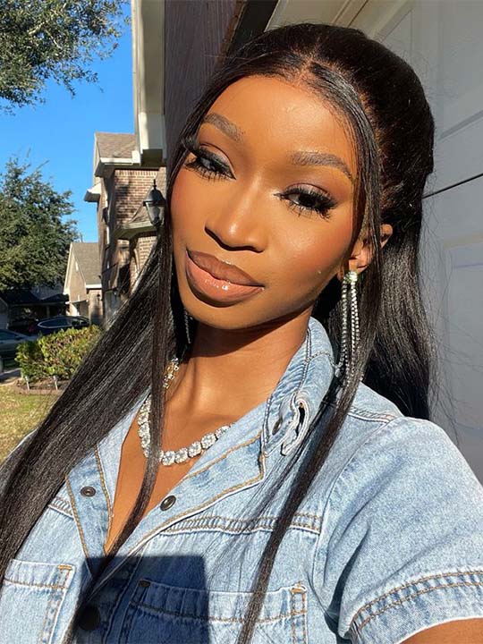 Kisslove Light Yaki Straight Hair Invisi-Drawstring 360 Lace Wig Pre-Everything Glueless Wigs