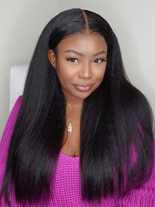 Kisslove Light Yaki Straight Hair Invisi-Drawstring 360 Lace Wig Pre-Everything Glueless Wigs