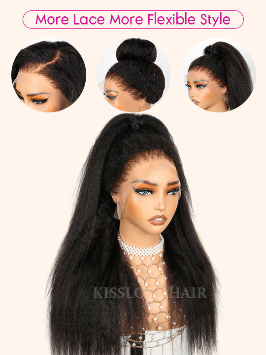 Kisslove Light Yaki Straight Hair Invisi-Drawstring 360 Lace Wig Pre-Everything Glueless Wigs