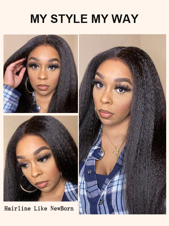Kisslove Light Yaki Straight Hair Invisi-Drawstring 360 Lace Wig Pre-Everything Glueless Wigs