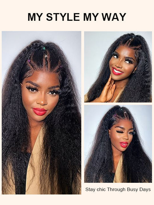 Kisslove Light Yaki Straight Hair Invisi-Drawstring 360 Lace Wig Pre-Everything Glueless Wigs