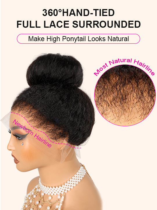 Kisslove Kinky Straight Burmese Curly Hair Invisi Drawstring Glueless Lace Wig Wear Go Wig With Spiral Curls