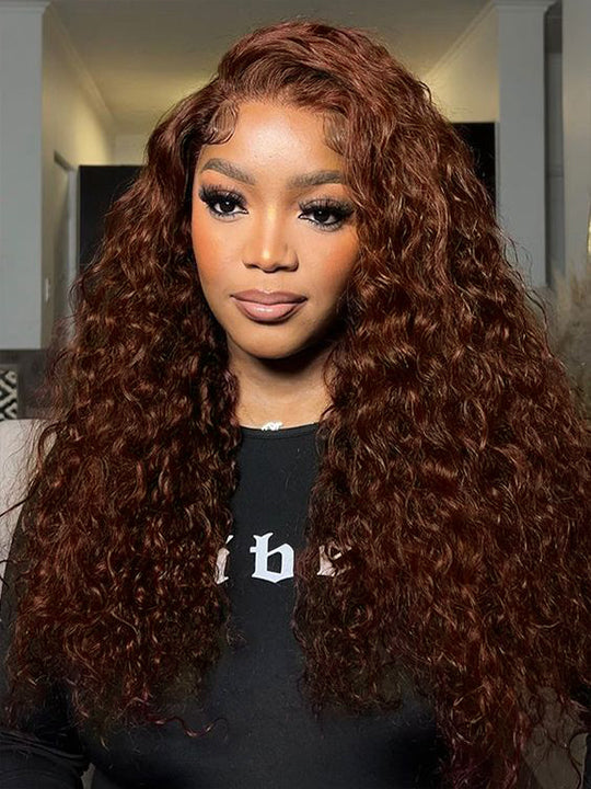 #4 Chocolate Brown Wig Deep Wave 4x4 13x4 Lace Front Human Hair Wigs