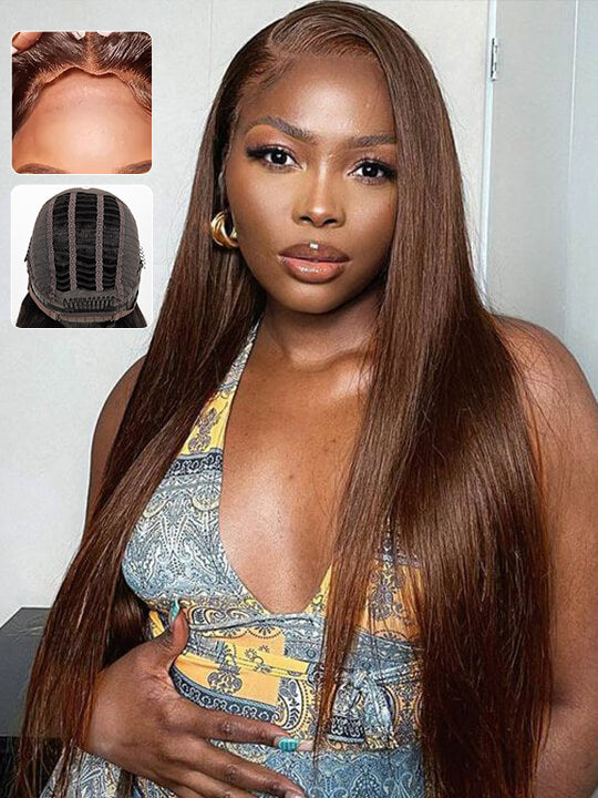 [Air Wig] #4 Chocolate Brown Straight Hair 5x5 13x4 13x6 Lace Wigs Human Hair