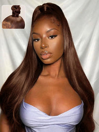 Kisslove Pre-Everything Chocolate Brown Wig 360 Lace Wig Straight Human Hair Wigs