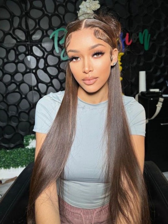 Kisslove Pre-Everything Chocolate Brown Wig 360 Lace Wig Straight Human Hair Wigs