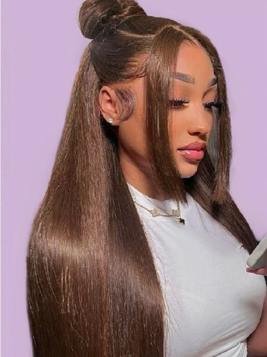 Kisslove Pre-Everything Chocolate Brown Wig 360 Lace Wig Straight Human Hair Wigs