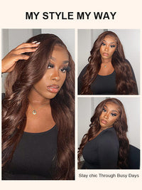Kisslove Pre-Everything Upgraded Chocolate Brown Wig 3D Body Wave 360 Lace Wigs Human Hair