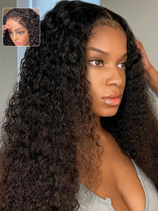 [4C Wig] Kinky Curly Edges 13x4 13x6 HD Lace Frontal Wigs Water Wave Wigs