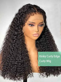 [4C Wig] Bleached Knots Kinky Curly Hair With Kinky Curly Edge Human Hair Lace Frontal Wig