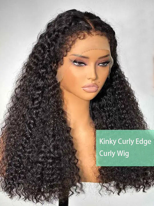 [4C Wig] Bleached Knots Kinky Curly Hair With Kinky Curly Edge Human Hair Lace Frontal Wig